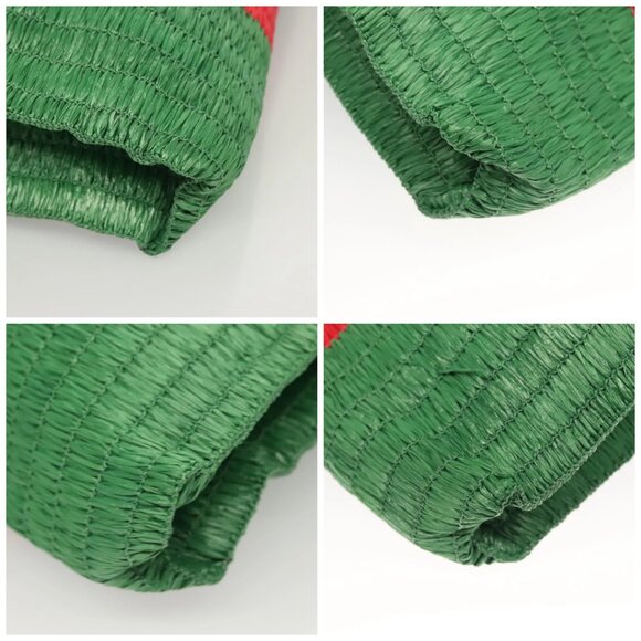 GUCCI Hand Bag Straw Green Red 524810 Auth bs26626 - Picture 14 of 16